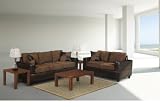 Seattle Moon 7-pcs Living Room Set in Chocolate Color. (Package Include Sofa, Loveseat, 3pcs Coffee End Table and 2 Contemporary Lamps MSRP$1299)
