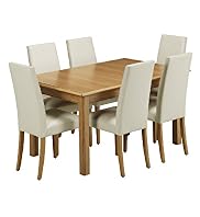 Lichfield Extending Dining Table & 6 Santiago Leather Dining Chairs Set