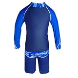 South Swell UV Sun Protective Boys 2 Piece Set: Long Sleeve Top (Rashguard) & Shorts (UPF 50+)