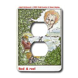 Londons Times Fish Fishing Deep Beneath Cartoons - Rod -Stewart- And Reel - Light Switch Covers - 2 plug outlet cover
