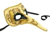 Decor Paper-mache Ornate Long Noses Masquerade Mask - Dark Green w/ Gold