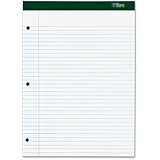 TOPS Double Docket Writing Tablet with Extra Rigid Back, 8-1/2 x 11-3/4 Inches, Perforated, 3-Hole Punched, White, College Rule, 100 Sheets per Pad (63384)