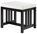 Mission style Vanity Bench, 20"W OFF WHITE, BLACK