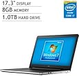 Dell Inspiron 17 17.3-Inch Laptop with Windows 7 Professional (Intel Gen 5 Core i7-5500U 4MB Cache up to 3.0GHz, 8GB DDR3 RAM, 1TB HDD, Tray load DVD +/-RW, Dual-Band 802.11AC WiFi, Bluetooth 4.0, Full Size Backlit Keyboard)