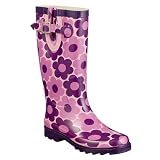 Retro Floral Rain Boots - Grape