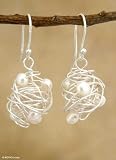Pearl earrings, 'Tornado'