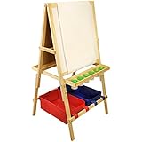 US Art Supply Cardiff Children's Art Activity Easel with Easel Paper Roll, 2 Large Storage Bins and now 6 Free No-Spill Child's Paint Cups & Lids