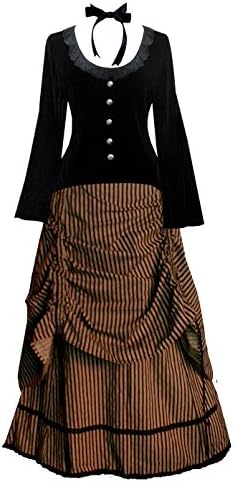 Victorian Valentine Steampunk Gothic Civil War Striped Women's Top &amp; Skirt (1X)
