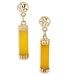 14k Solid Gold Chinese Symbol Yellow Jade Earrings