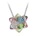 Sterling Silver Multi Colored Genuine Swarovski Elements Ball Pendant w/ Rolo Chain, 18"