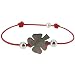 Bijoux Les Poulettes - Bracelet Trèfle Nacre Grise et Perles d'Argent - Lien Rouge