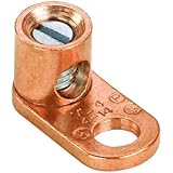 Panduit ML4-CY Barrel Post Lug, One Hole, Straight Tongue, #14 SOL - #4 STR Copper Conductor Size Range, 1/4" Stud Hole Size, 0.09" Tongue Thickness, 0.54" Width, 0.55" Height, 1.11" Overall Length