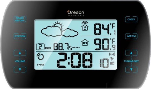 Oregon Scientific BARM699 Touch-Controlled AM/FM Radio Alarm Clock with Weather