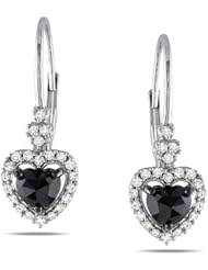 10k White Gold White and Black Accent Diamond Stud Earrings (0.224 Cttw, G-H Color, I2-I3 Clarity)