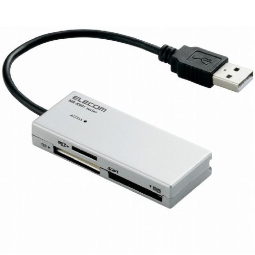 ELECOM 40+2メディア対応メモリリーダライタ / SD+MS対応 / シルバー MR-K001SV