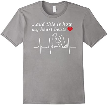 Men's Dog Tshirt , And this is how my heart beats XL Slate