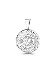 Bling Jewelry Sailors Embossed Flower 925 Sterling Round Locket Pendant