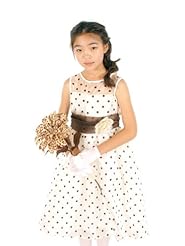 Girls Sheer Organza Sleeveless Polka Dot Print  Dress