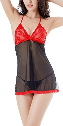 Ruzishun Women's sexy Lingerie lace Net Yarn Sleepwear Underwear