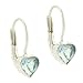 Sterling Silver Genuine Blue Topaz Stone Heart Lever Back Earrings