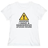 WARNING : DANGEROUS Afghan Hound Dogs Womens T-Shirt (White, Sizes X-Small - XXX-Large)