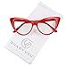 ShadyVEU - Super Cat Eye Vintage Inspired Fashion Mod Clear Lens Sunglasses (Red Frame, Clear Lens)