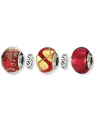Reflection Beads Silver Red Hot Boxed Bead Set