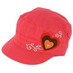 Kids 3-7 years Hearts Cotton Summer Cadet Hat Cap Hot Pink