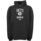 NBA adidas Brooklyn Nets Primary Logo Pullover Hoodie Sweatshirt - Black (Large)