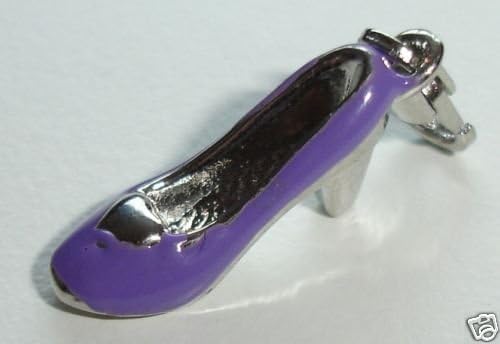 Divine Beads Purple high heel shoe clip on dangle charm fits Thomas Sabo, mobile phones, necklaces and other European style Clip on Charm bracelets