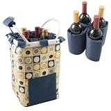 Picnic Time Quattro Equinox Collapsible, Insulated 4-Bottle Tote w/ Aluminum Frame (Equinox)