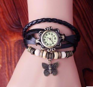Fashion Accessories Trial Order New Quartz Fashion Weave Wrap Around Leather Bracelet Lady Woman Wrist Watch