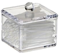 Danielle Square Acrylic Cotton Ball Holder, Single Tier