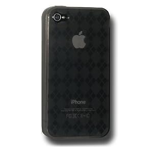 Amzer Luxe Argyle High Gloss TPU Soft Gel Skin Case for iPhone 4 (Smoke Grey)