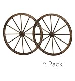 36 in Steel-rimmed Wooden Wagon Wheels - Decorative Wall Decor, Set of Two Product SKU: PL50020