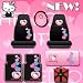 Hello Kitty Sanrio Hearts Design 7 Pieces Combo Set Front Rubber Floor Mats Seat Covers Steering Wheel Cover Windshield Sunshade and a Bonus 24 Pieces Capacity Durable CD Wallet