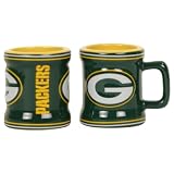 NFL Teams 2oz Ceramic Handled Full Color Shot Glasses 2 Pack - Green Bay Packers