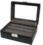 Ring Earring Cufflinks Box Storage Case Leather Black Lucite Window