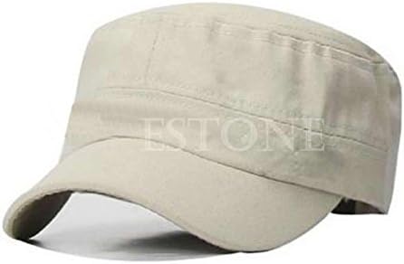 New Adjustable Cadet Style Cotton Cap Hat Classic Plain Vintage Army Military (White)