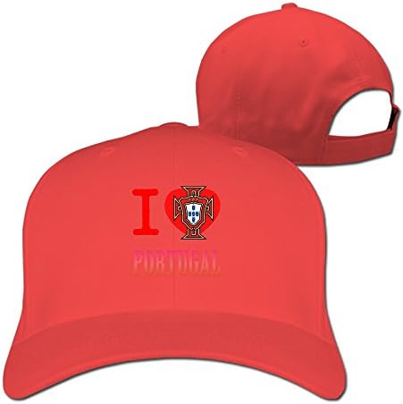 Unisex I Love Portugal Football Adjustable Snapback Baseball Cap 100%cotton Red One Size