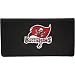 Tampa Bay Buccaneers Black Leather Checkbook Cover with Embroidered Team Logo