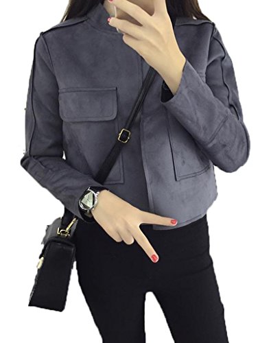 (ドチィン)DaoCheng レディース 秋 無地 シンプル ジャケット コート ショート丈 エレガント レトロフェミニン スタンドカラー 着痩せ アウター コート トレンチコート4色