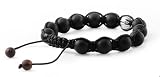 Tibetan Knotted Bracelet - Onyx Bracelet W/ 1 Silver Beads - Bead Size: 10mm, Adjustable Length