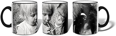 Retrospect Group"A SODA FOR TWO" Ceramic Mug, White with Black Handle and Rim