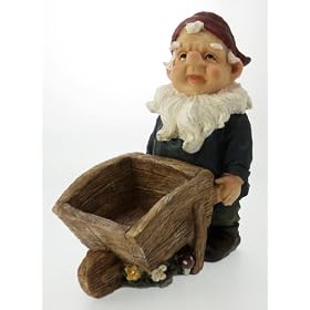11" Garden Gnomes Statue - Novelty Outdoor Gnome With Wheelbarrow Ornament