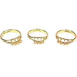3 Gold Plated Finger Ring Jewelry Findings Charm Part