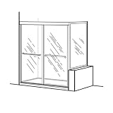 American Standard Euro Framed By-Pass Shower Door AS-AM0232S-400. 60'' x 36'' x 70 3/16'', Clear Glass, Silver Shine finish