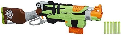Nerf Zombie Strike SlingFire Blaster,Zombie Strike Sling Fire Blaster has lever-action blasting by LBR