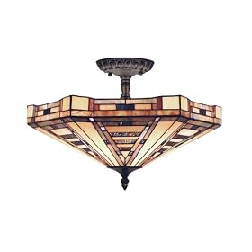 Landmark 932-CB American Art 3-Light Semi-Flush Mount, 8-Inch, Classic Bronze