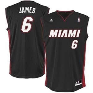 LeBron James Miami Heat #6 NBA Adidas Revolution 30 Youth Jersey Black (Youth Medium Size 10/12)